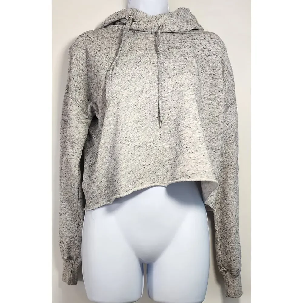 Abercrombie & Fitch Cropped Hoodie Gray Marled Pullover‎ Small Y2K
